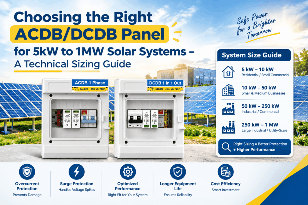Choosing the Right ACDB/DCDB Panel for 5kW to 1MW Solar Systems – A Technical Sizing Guide