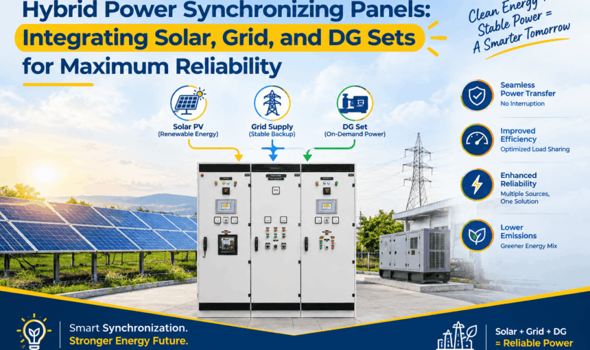Hybrid Power Synchronizing Panels: Integrating Solar, Grid, and DG Sets for Maximum Reliability