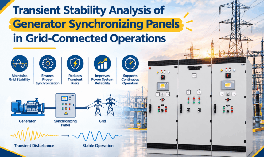 Transient Stability Analysis of Generator Synchronizing Panels in Grid-Connected Operations