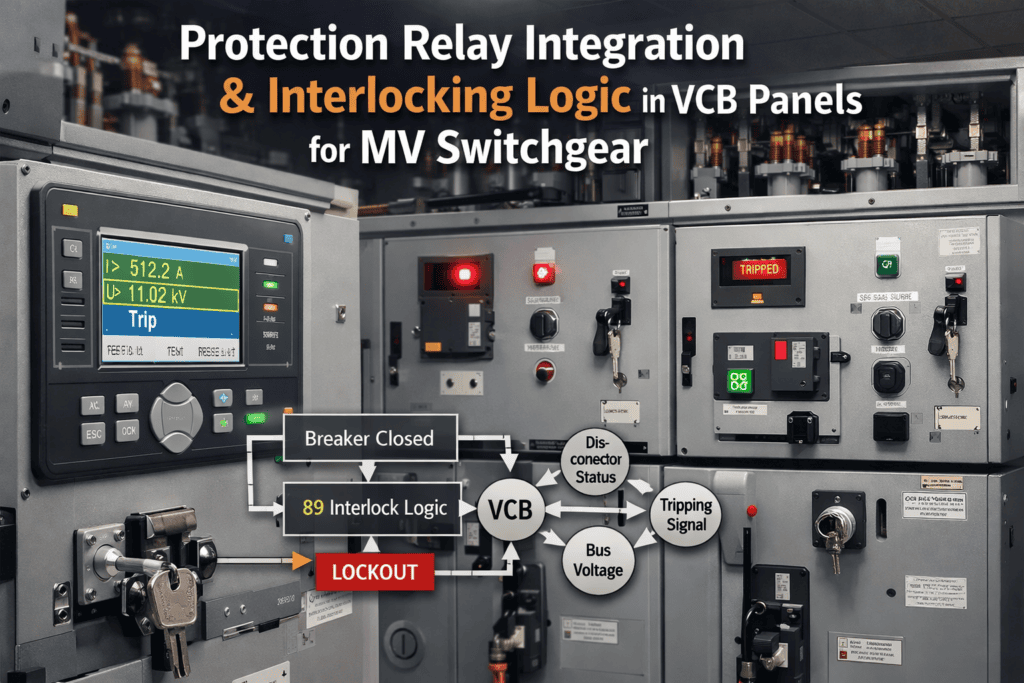 Protection Relay Integration and Interlocking Logic in VCB Panels for MV Switchgear