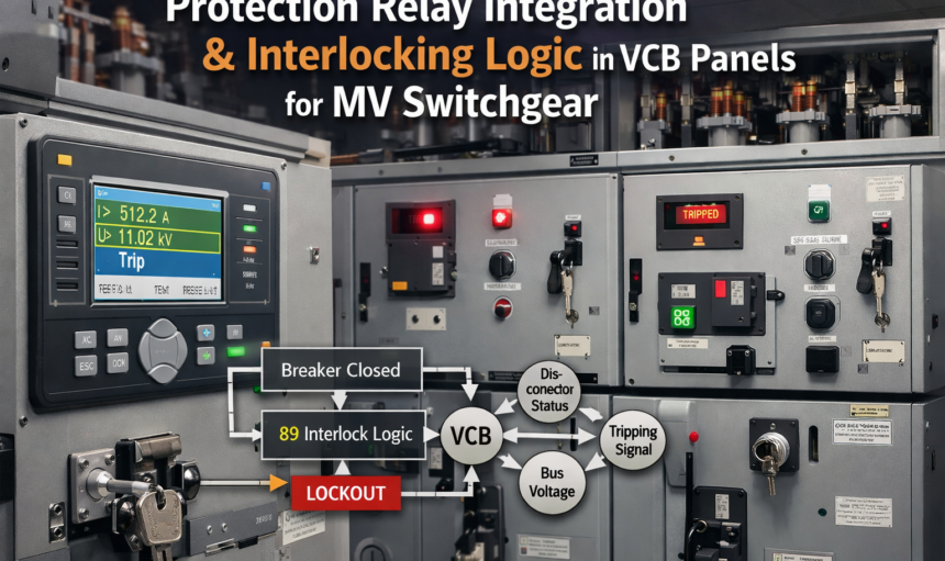 Protection Relay Integration and Interlocking Logic in VCB Panels for MV Switchgear