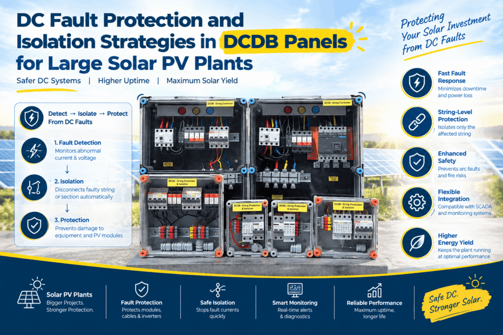 DC Fault Protection and Isolation Strategies in DCDB Panels for Large Solar PV Plants