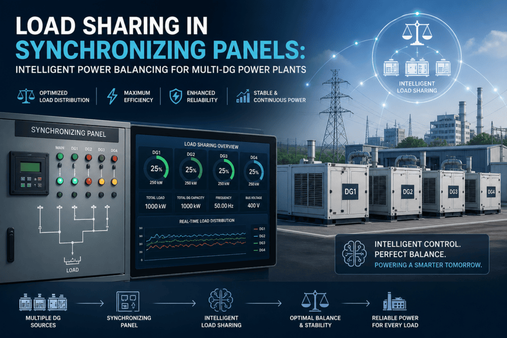 Load Sharing in Synchronizing Panels: Intelligent Power Balancing for Multi-DG Power Plants