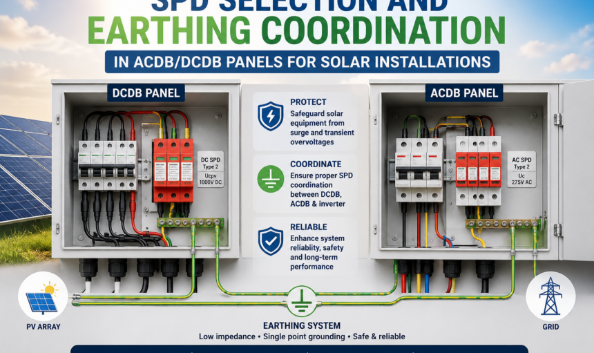 SPD Selection and Earthing Coordination in ACDB/DCDB Panels for Solar Installations