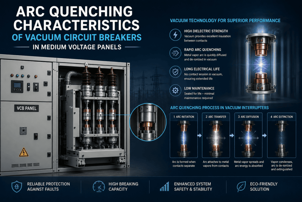 Arc Quenching Characteristics of Vacuum Circuit Breakers in Medium Voltage Panels