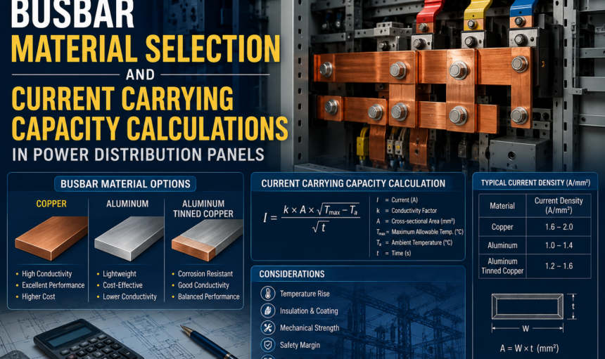 Busbar Material Selection and Current Carrying Capacity Calculations in Power Distribution Panels