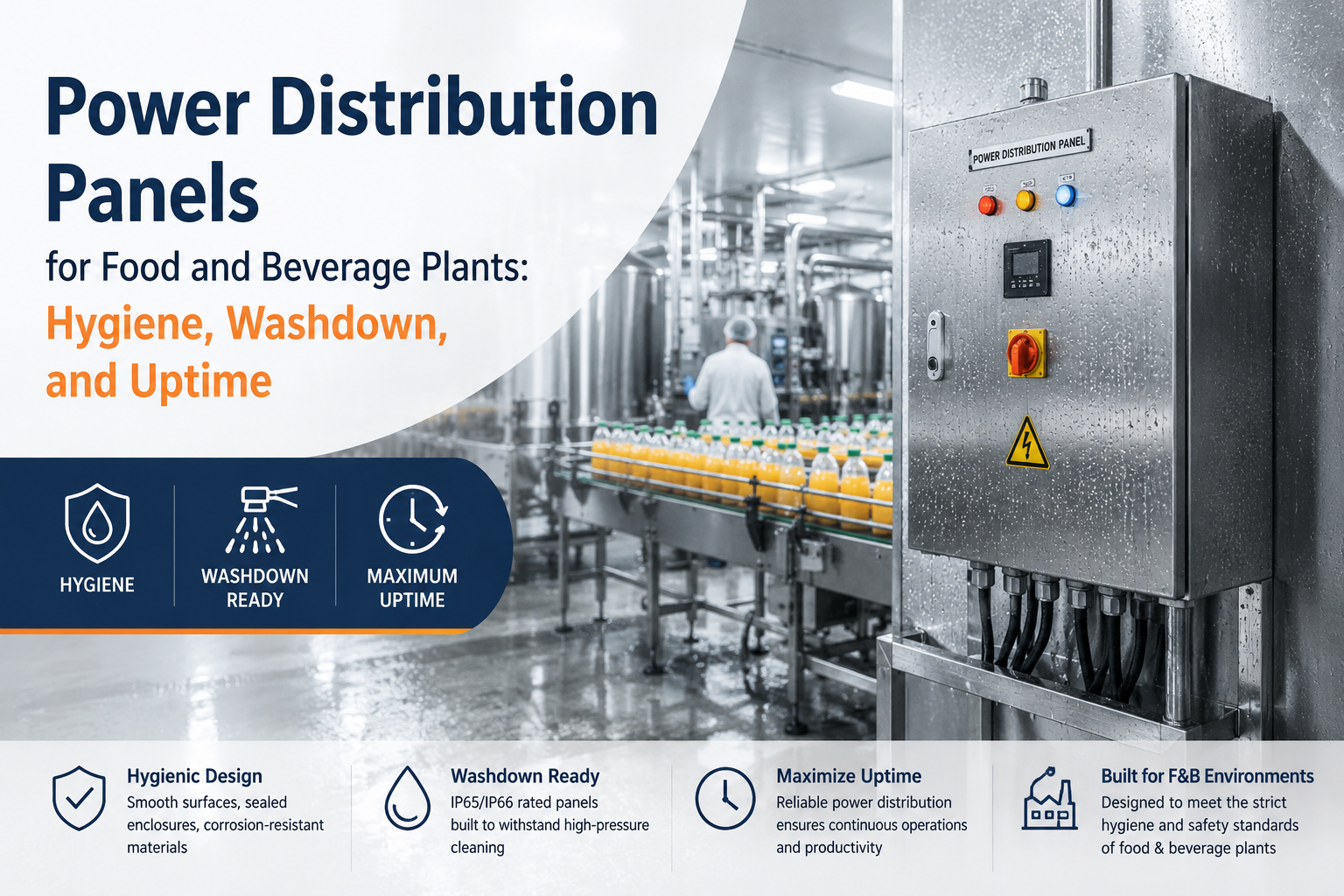 Power Distribution Panels for Food and Beverage Plants: Hygiene, Washdown and Uptime