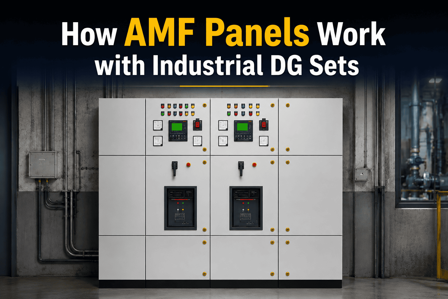 AMF panel working with industrial DG set for automatic backup power